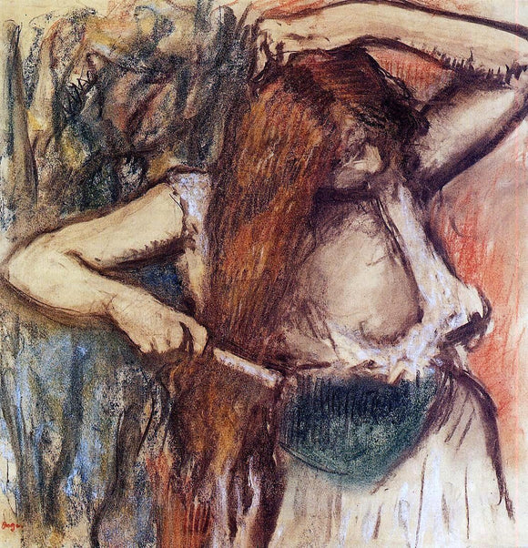  Edgar Degas Woman Combing Her Hair - Art Print