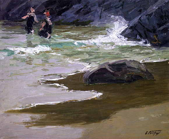  Edward Potthast Bathers by a Rocky Coast - Art Print