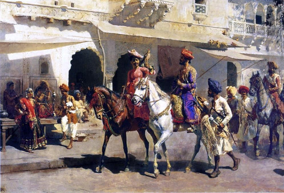  Edwin Lord Weeks Leaving for the Hunt at Gwalior - Art Print