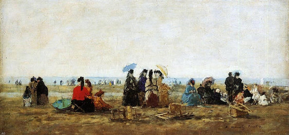  Eugene-Louis Boudin The Beach at Trouville - Art Print