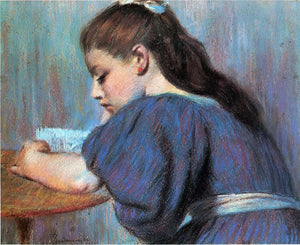  Federico Zandomeneghi A Young Girl Reading - Art Print