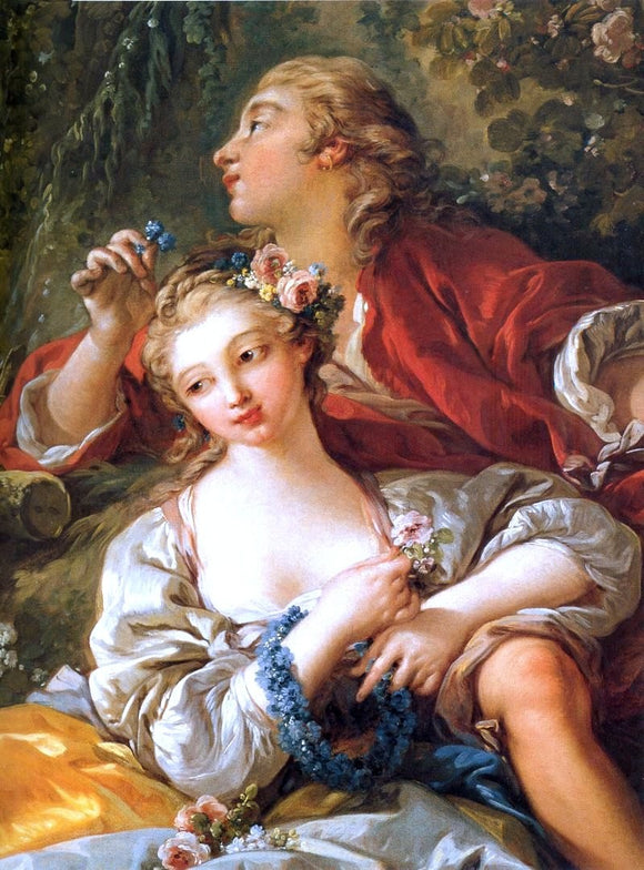  Francois Boucher Lovers in a Park (detail) - Art Print