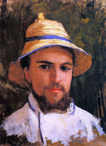  Gustave Caillebotte Self Portrait (fragment) (also known as Self Portrait Wearing a Summer Hat) - Art Print
