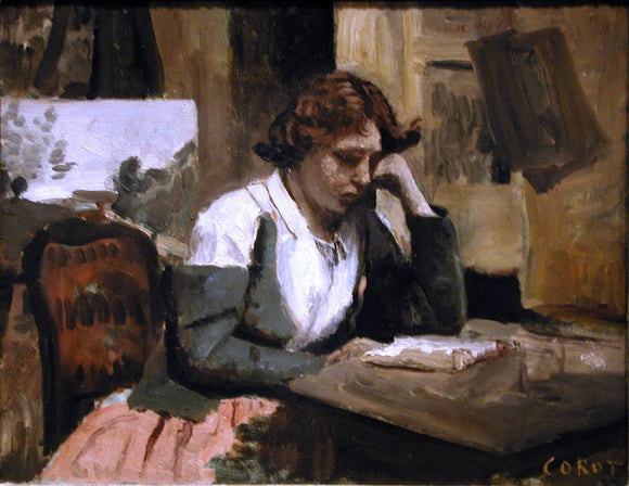  Jean-Baptiste-Camille Corot Girl Reading - Art Print