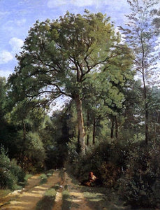  Jean-Baptiste-Camille Corot Ville d'Avray - Edge of the Woods with a Female Cowherd - Art Print