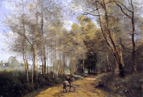  Jean-Baptiste-Camille Corot Ville d'Avray - Horseman at the Entrance of the Forest - Art Print