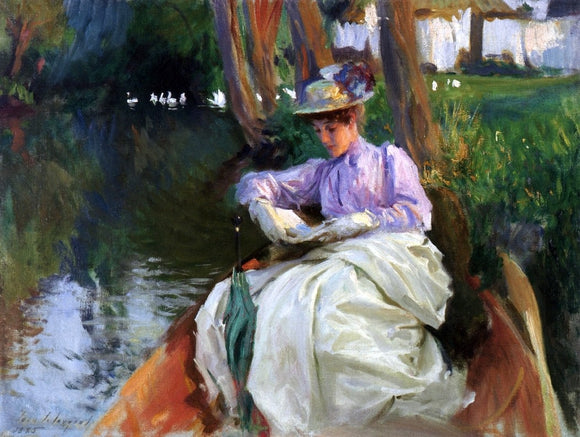  John Singer Sargent By the River (also known as Femme en Barque) - Art Print