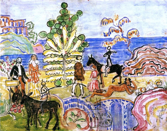  Maurice Prendergast Fantasy (also known as Fantasy with Flowers, Animals and Houses) - Art Print