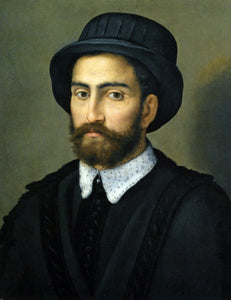  Pier Francesco Di Jacopo Foschi Portrait of a Man Bust Length Wearing a Black Coat and Hat - Art Print