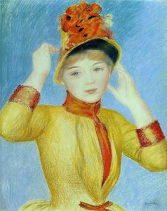  Pierre Auguste Renoir Bust of a Woman (also known as Yellow Dress) - Art Print