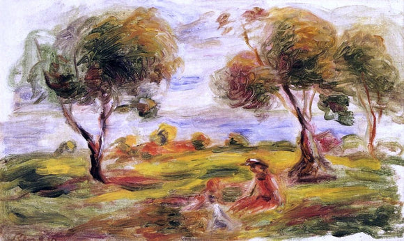  Pierre Auguste Renoir Landscape with Figures at Cagnes - Art Print