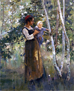  Theodore Robinson Mother and Child by the Hearth - Art Print