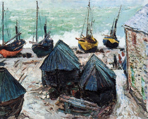  Claude Oscar Monet Boats on the Beach at Etretat - Art Print