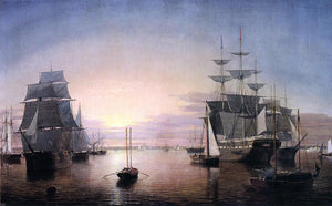  Fitz Hugh Lane Boston Harbor at Sunset - Art Print