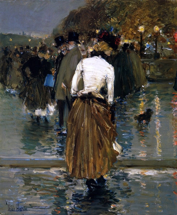  Frederick Childe Hassam Promenade at Sunset, Paris - Art Print