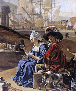  Jan Weenix An Italian Seaport (detail) - Art Print