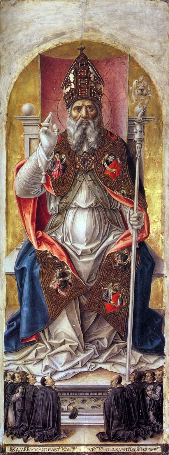  Bartolomeo Vivarini St Ambrose Polyptych (central panel) - Art Print