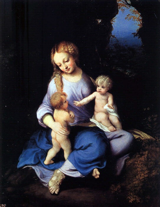  Correggio Madonna and Child with the Young Saint John - Art Print