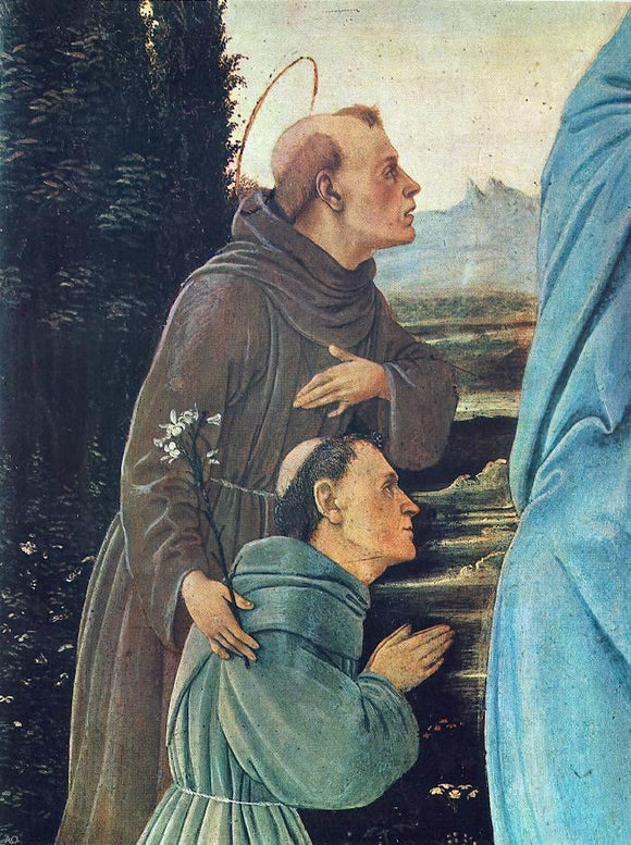  Filippino Lippi Madonna with Child, St Anthony of Padua and a Friar (detail: 1) - Art Print