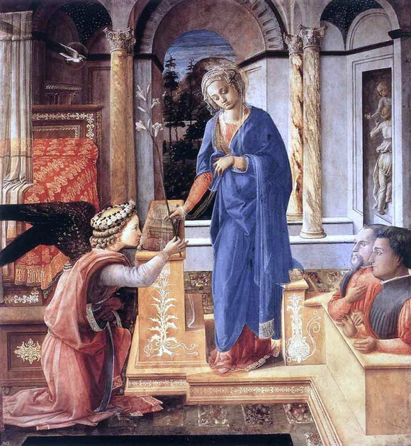  Fra Filippo Lippi The Annunciation with Two Kneeling Donors - Art Print