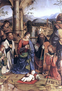  Francesco Francia Adoration of the Child (detail) - Art Print