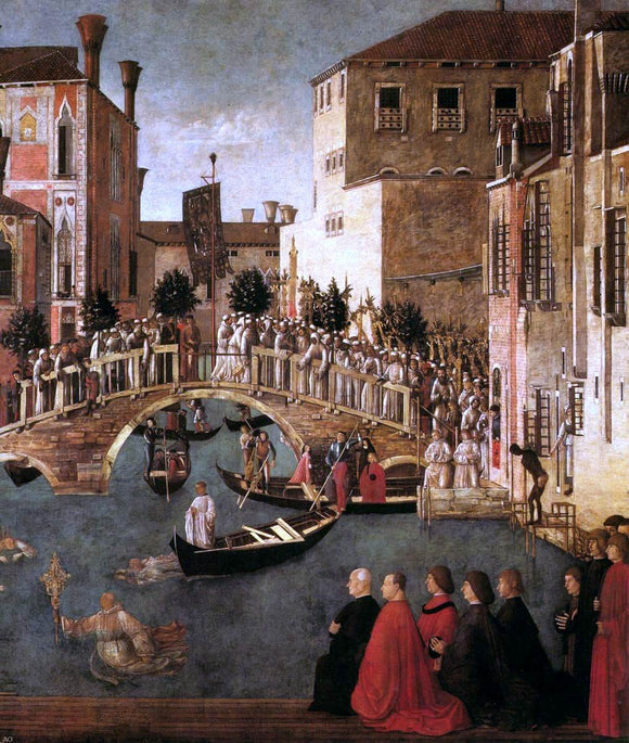  Gentile Bellini Miracle of the Cross at the Bridge of San Lorenzo (detail) - Art Print