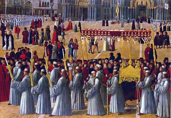  Gentile Bellini Procession in Piazza S. Marco (detail) - Art Print