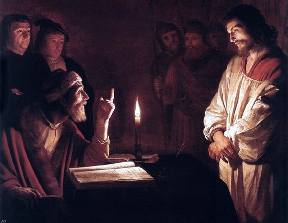  Gerrit Van Honthorst Christ before the High Priest (detail) - Art Print