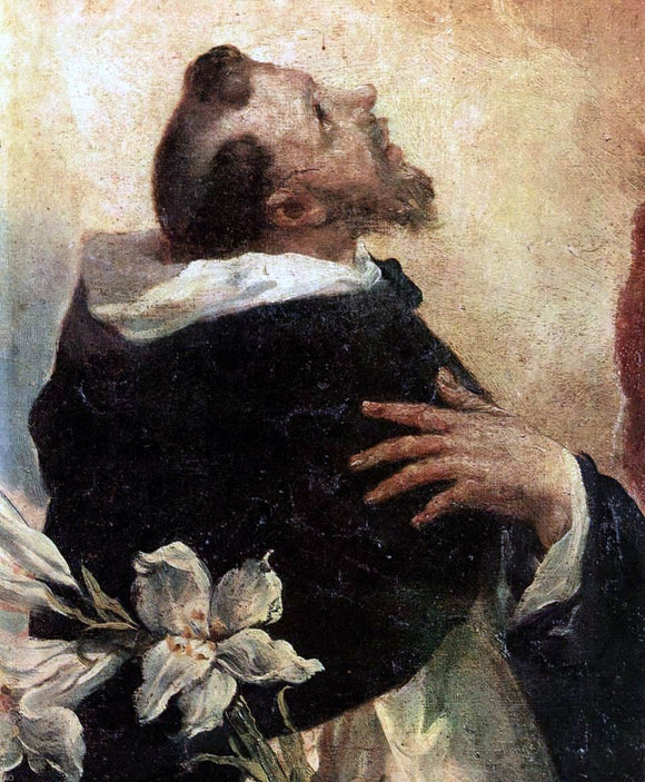  Giovanni Antonio Guardi Virgin and Child with Sts Dominic and Rosa of Lima (detail) - Art Print