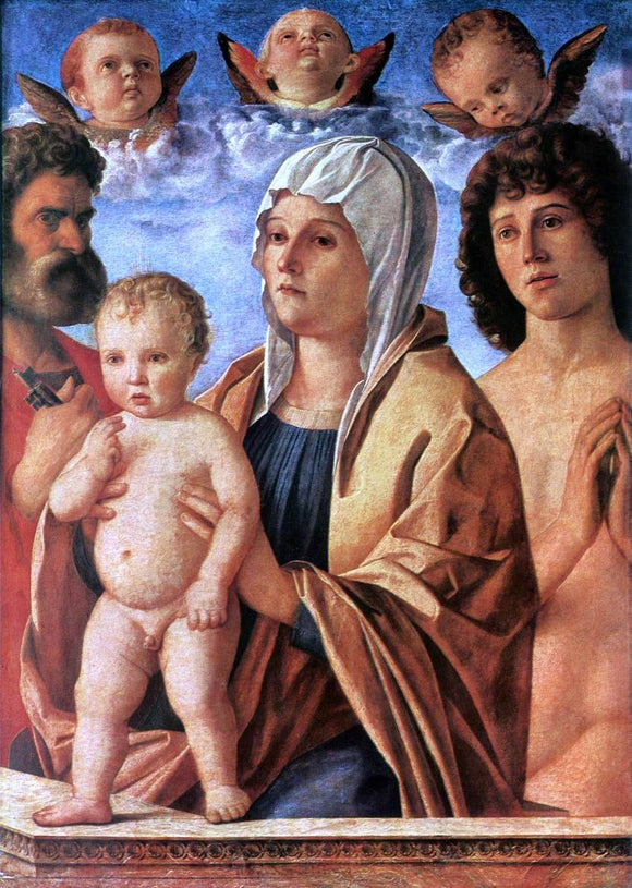  Giovanni Bellini Madonna with Child and Sts Peter and Sebastian - Art Print