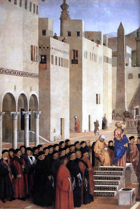  Giovanni Bellini Sermon of St Mark in Alexandria (detail) - Art Print