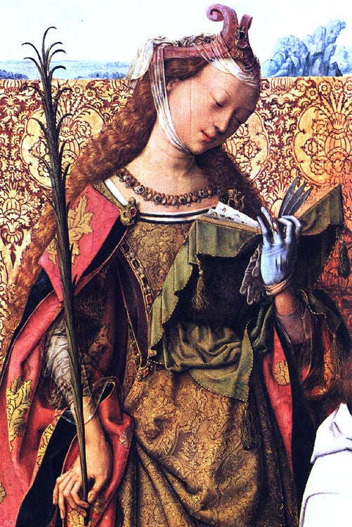  Master Bartholomew Altar St Agnes, St Bartholomew and St Cecilia (detail) - Art Print