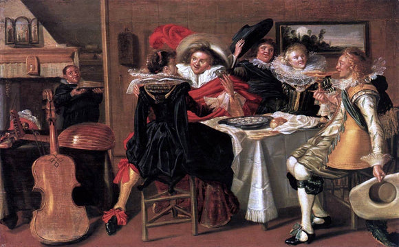  Dirck Hals Merry Company at Table - Art Print