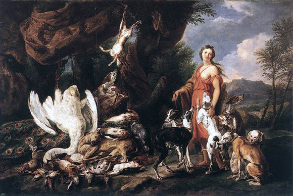  Jan Fyt Diana with Her Hunting Dogs Beside Kill - Art Print