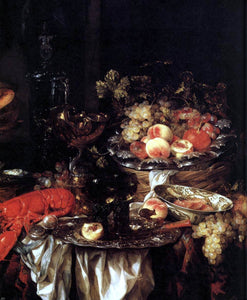  Abraham Van Beyeren Banquet Still-Life with a Mouse (detail) - Art Print