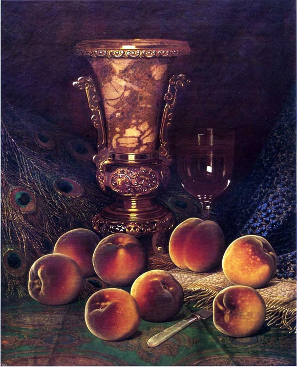  William Mason Brown Still Life with Peaches and Marble Vase - Art Print