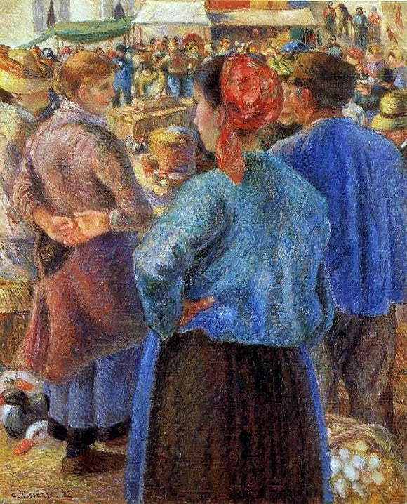  Camille Pissarro The Poultry Market at Pontoise - Art Print