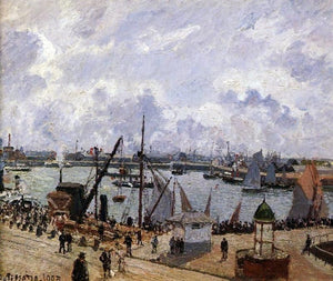  Camille Pissarro The Inner Harbor, Le Havre - Morning Sun, Rising Tide - Art Print