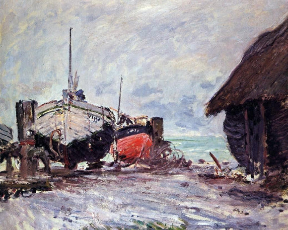  Claude Oscar Monet Fishing Boats at Etretat - Art Print