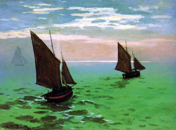  Claude Oscar Monet Fishing Boats at Sea - Art Print