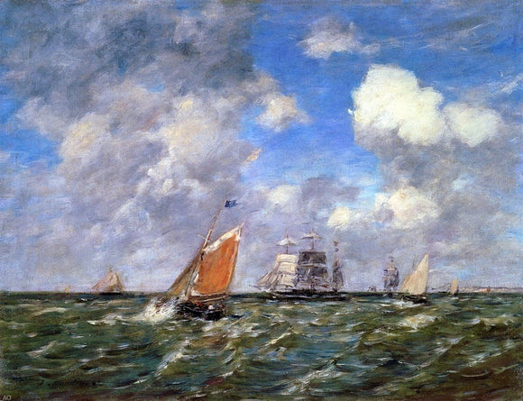  Eugene-Louis Boudin Fishing Boats - Art Print