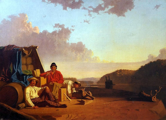  George Caleb Bingham Watching the Cargo - Art Print