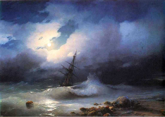  Ivan Constantinovich Aivazovsky Rough Sea at Night - Art Print