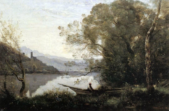  Jean-Baptiste-Camille Corot Souvenir of Italy (also known as The Moored Boat) - Art Print