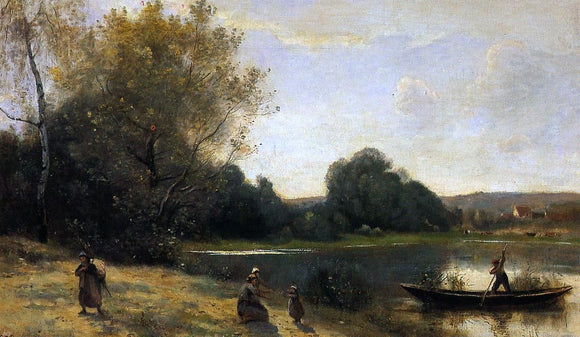  Jean-Baptiste-Camille Corot Ville d'Avray - The Boat Leaving the Shore - Art Print