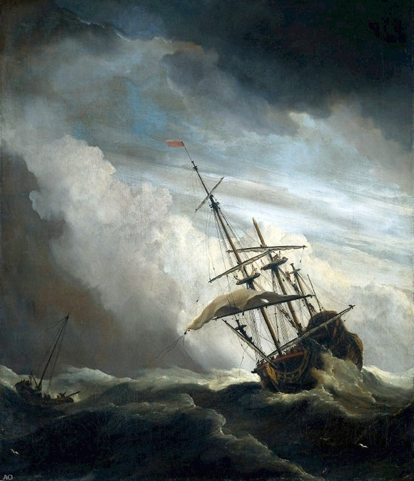  The Younger Willem Van de Velde Ship in High Seas Caught by a Squall - Art Print