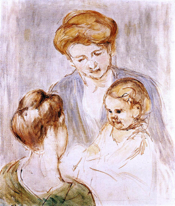  Mary Cassatt Baby Smiling at Two Young Women - Art Print