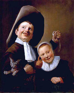  Judith Leyster A Boy and a Girl with a Cat and an Eel - Art Print