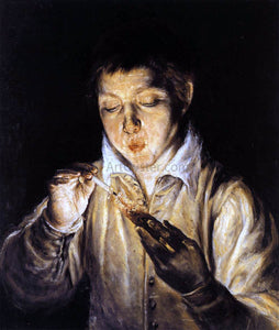  El Greco A Boy Blowing on an Ember to Light a Candle (Soplon) - Art Print