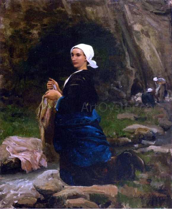  Jules-Adolphe Breton A Breton Laundress - Art Print